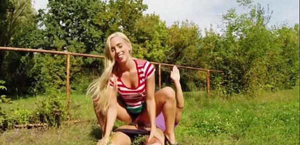  Fully clothed blonde Eurobabe Nesty fucked in public